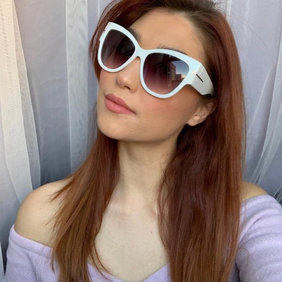 New Fashionista Oversized Elegant White Cats Eye Womens Sunglasses - Picture 7 of 12